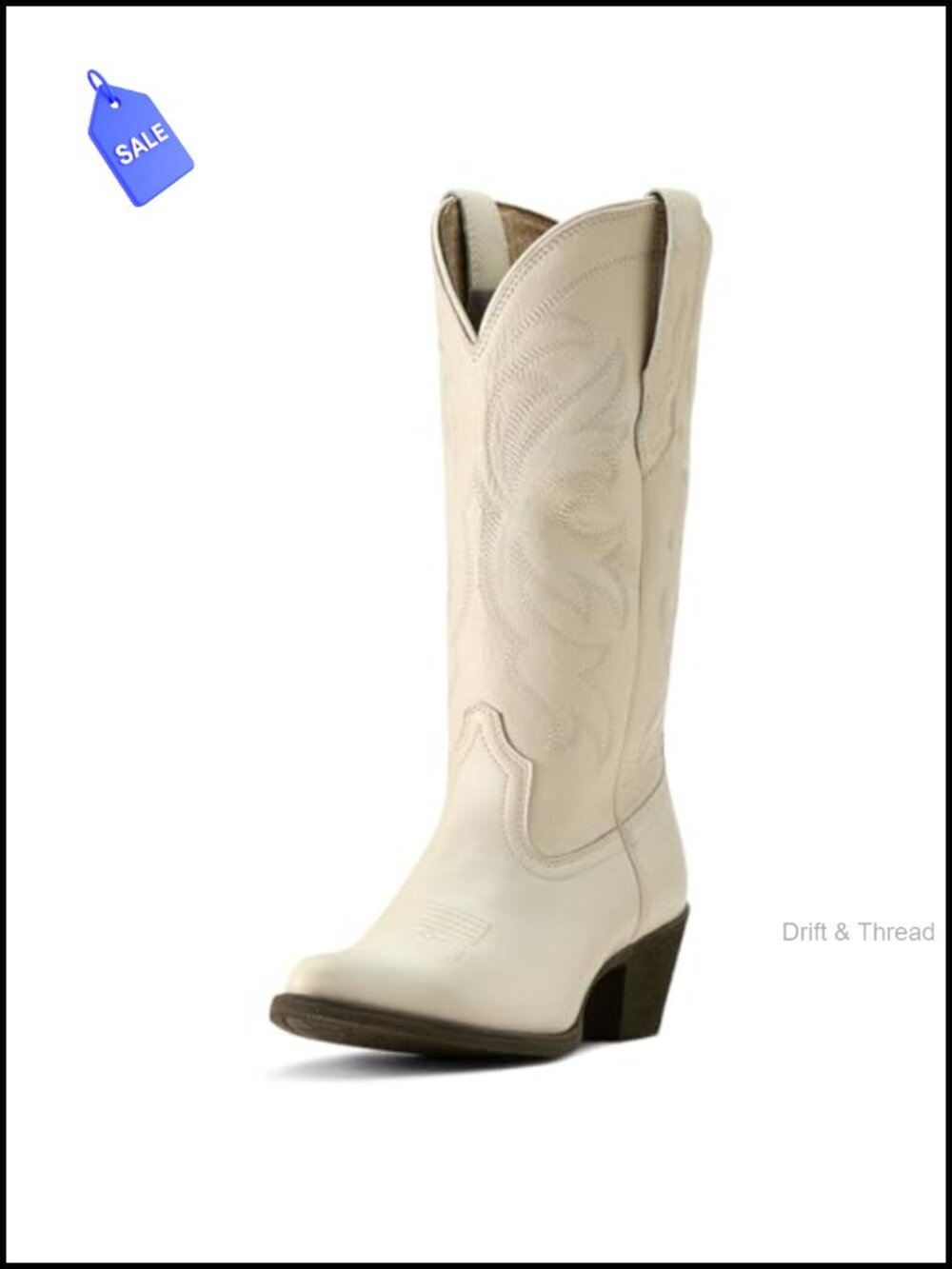 Western Boots Mid-Calf Pull-On Leather Cowgirl Boots
